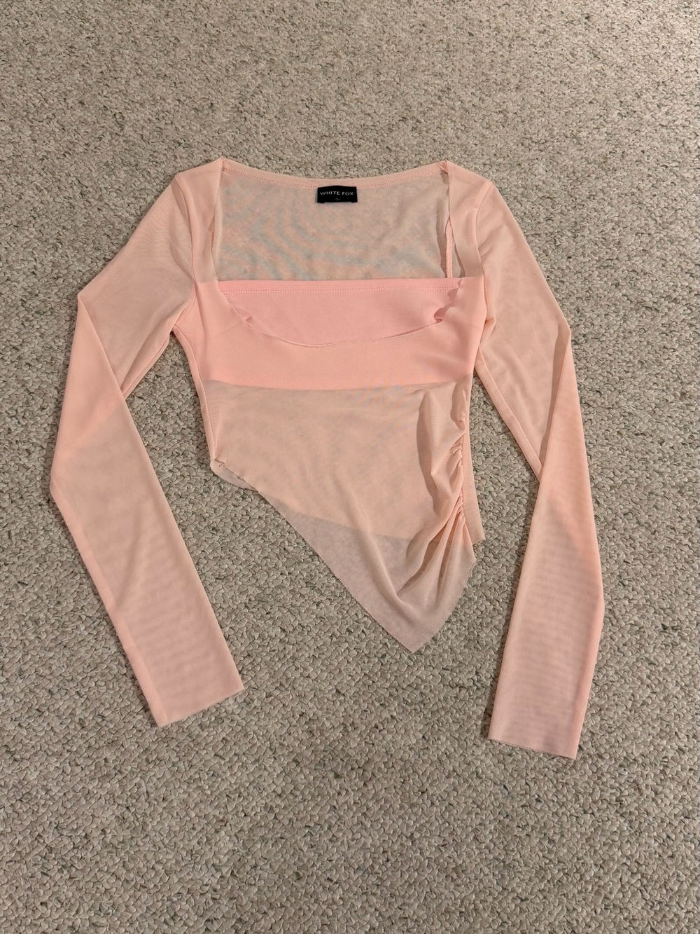 White Fox Boutique Pink Mesh Long Sleeve Top - Picture 2 of 6
